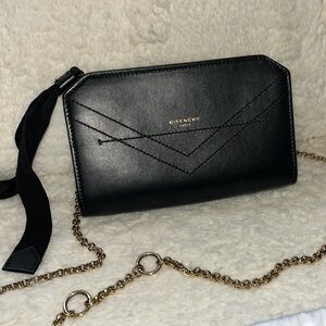 Givenchy black leather small chain bag with dustbag
